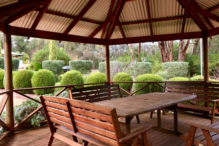 gazebo area with tables